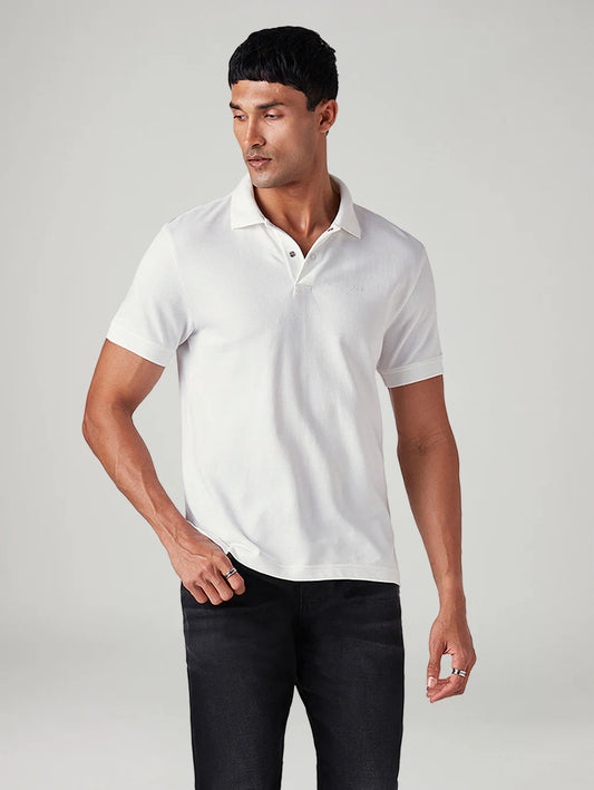 LEVIS Men's Solid Slim Fit Textured Polo T-Shirt
