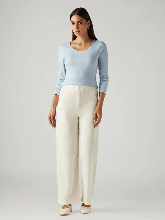 LEVIS Women's Off White Loose Fit High Rise Trousers