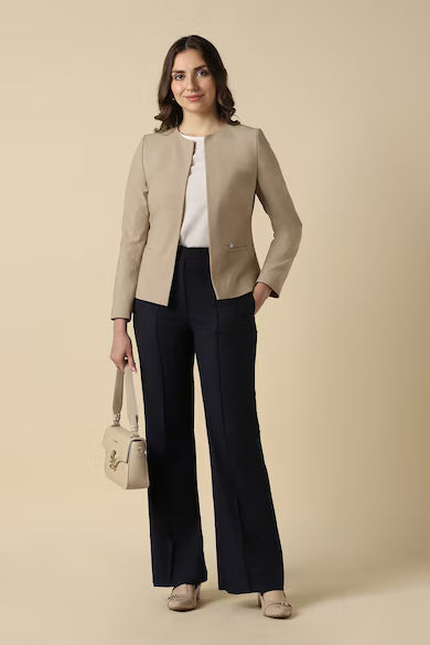 ALLEN SOLLY Women Beige Blazer
