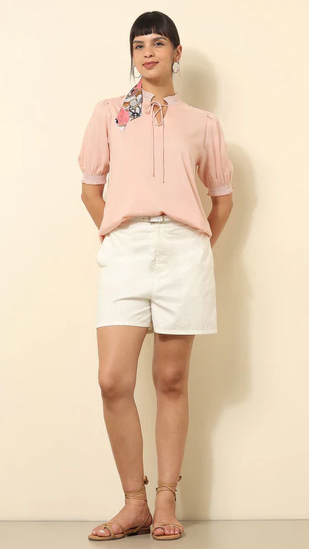 USPA Ruffle Neck Solid Top