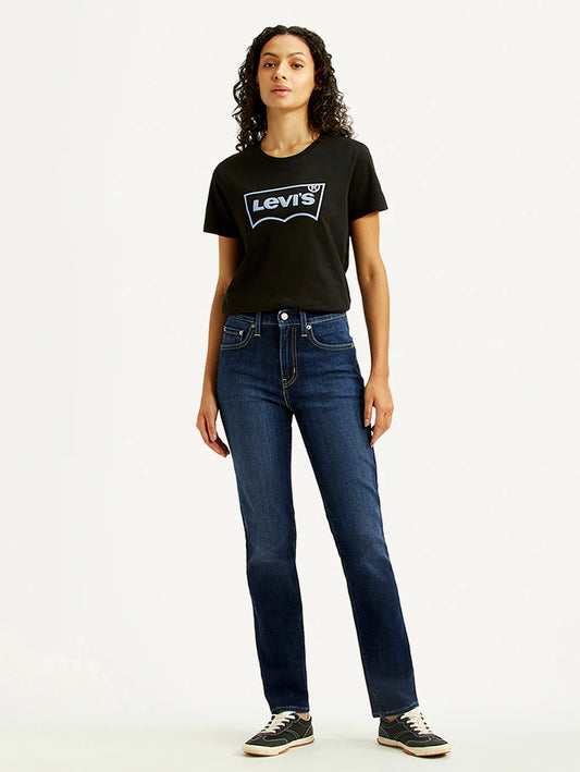 LEVIS Women's 724 Dark Indigo Slim Straight Fit High Rise Jeans
