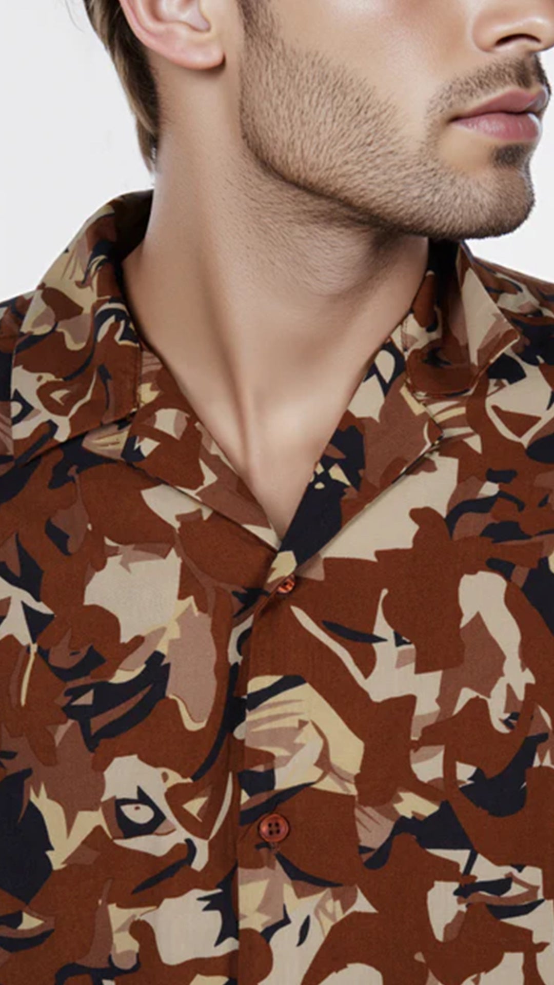 Celio Men Brown Printed Regular Fit Viscose Shirt