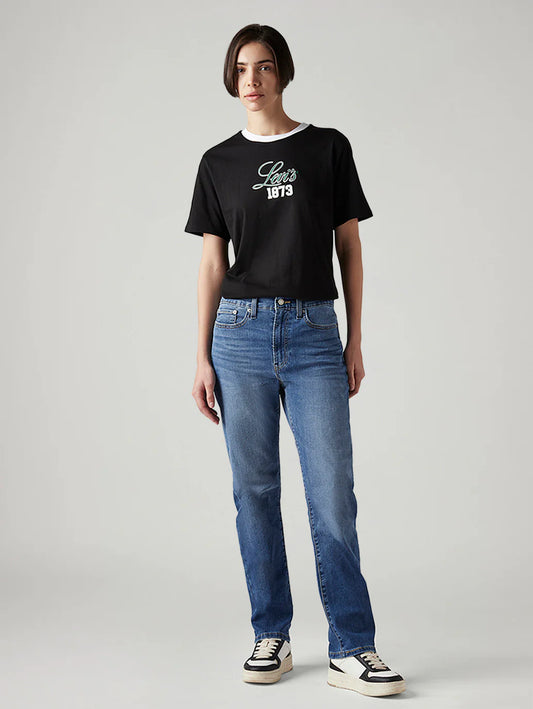 LEVIS Women's Blue Wedgie Straight Fit High Rise Jeans