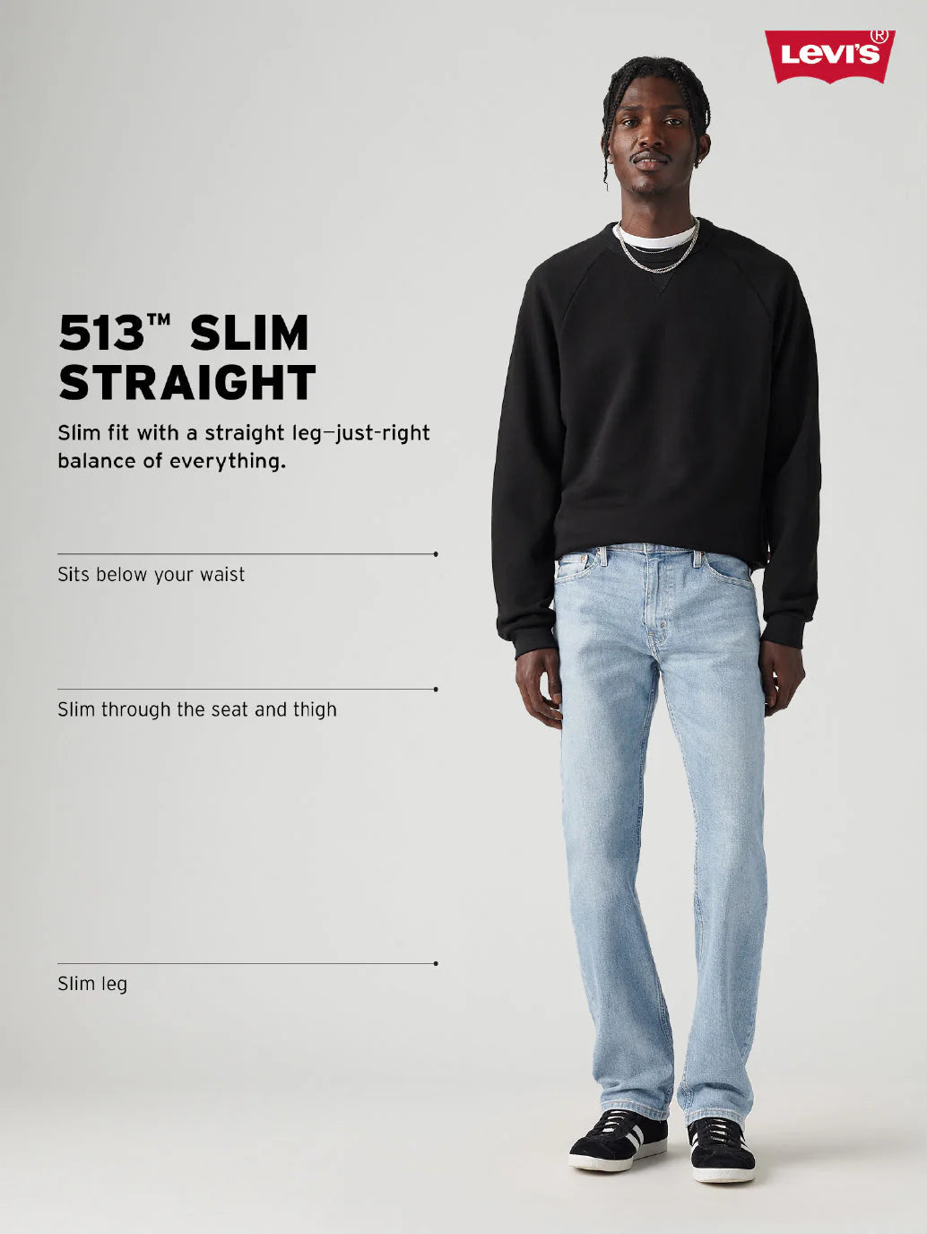 LEVIS Men's 513 Indigo Slim Straight Fit Mid Rise Jeans