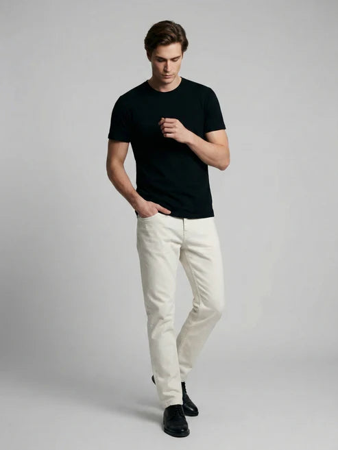 CELIO Men Off White Solid Straight Fit Cotton Jeans