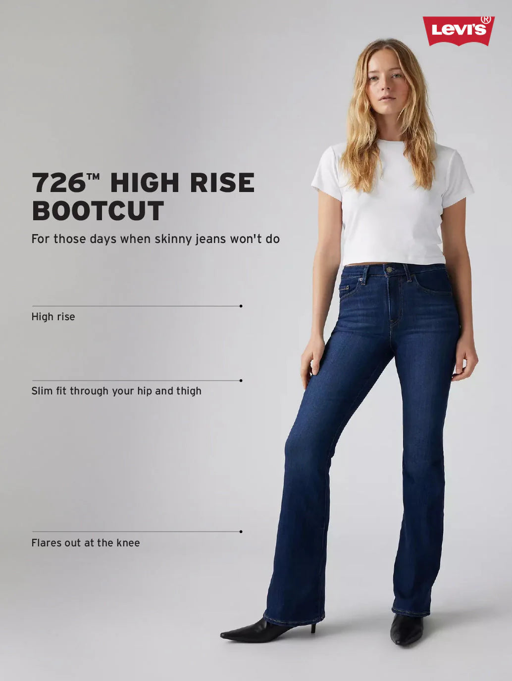 LEVIS Women's 726 Blue Flared Fit High Rise Jeans