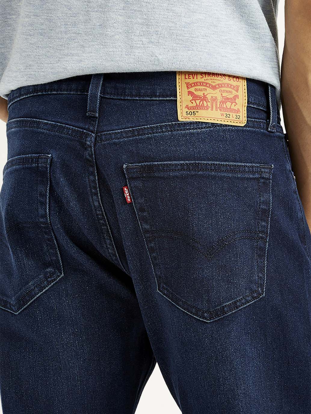 LEVIS Men's 505 Indigo Straight Fit Mid Rise Jeans