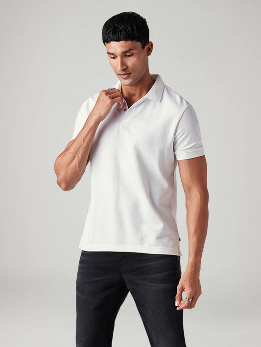 LEVIS Men's Solid Slim Fit Textured Polo T-Shirt
