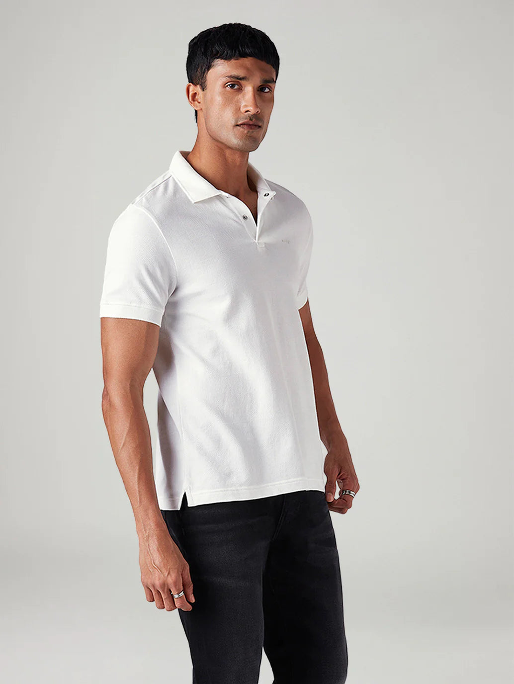 LEVIS Men's Solid Slim Fit Textured Polo T-Shirt
