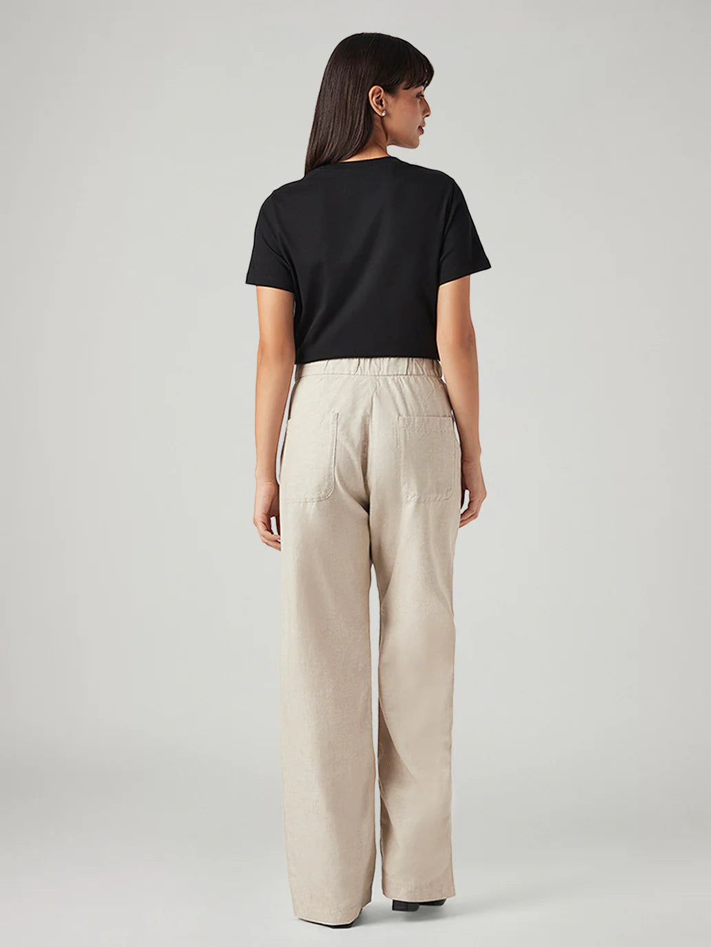 LEVIS Women's Beige Loose Fit High Rise Linen Trousers