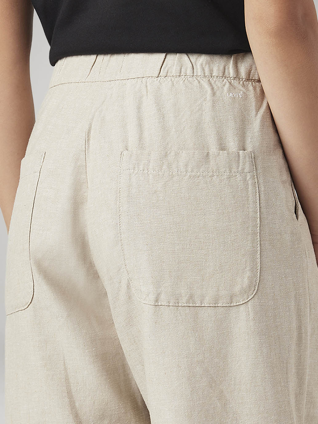 LEVIS Women's Beige Loose Fit High Rise Linen Trousers