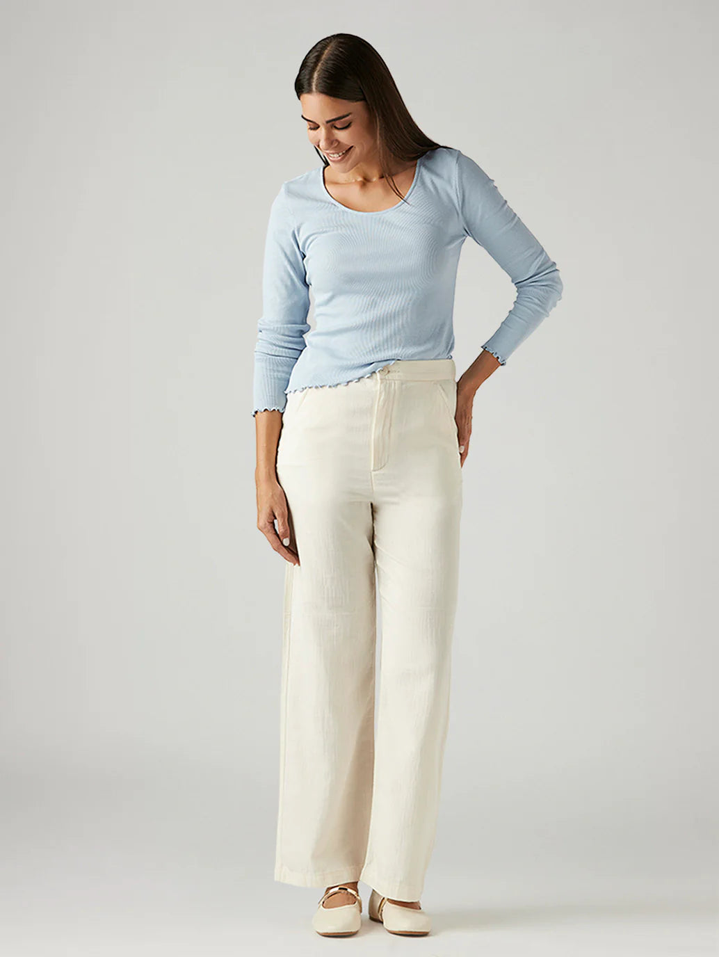 LEVIS Women's Off White Loose Fit High Rise Trousers