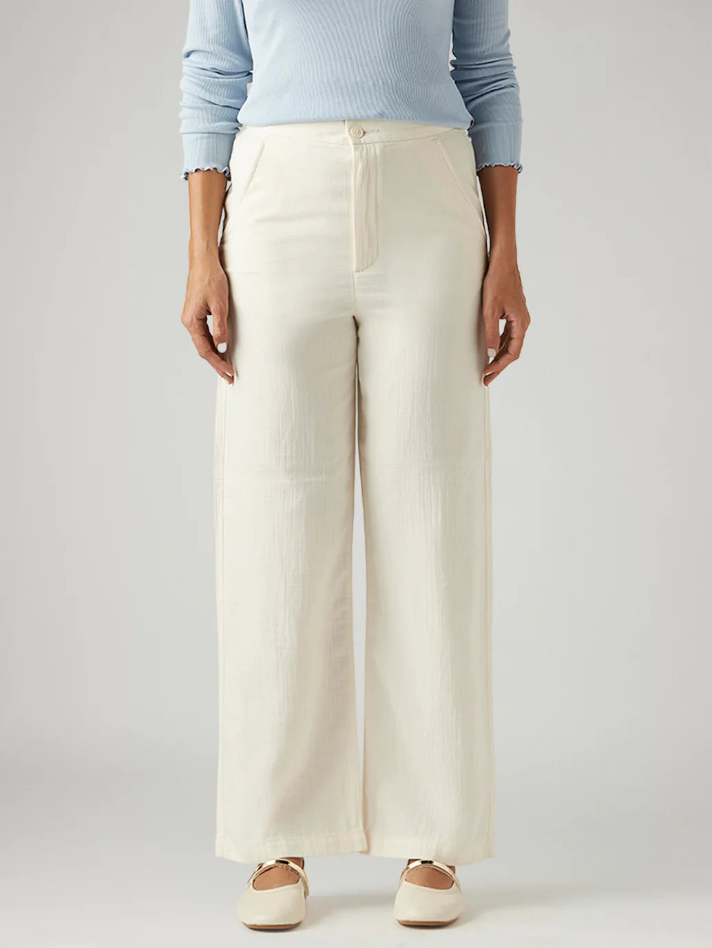 LEVIS Women's Off White Loose Fit High Rise Trousers