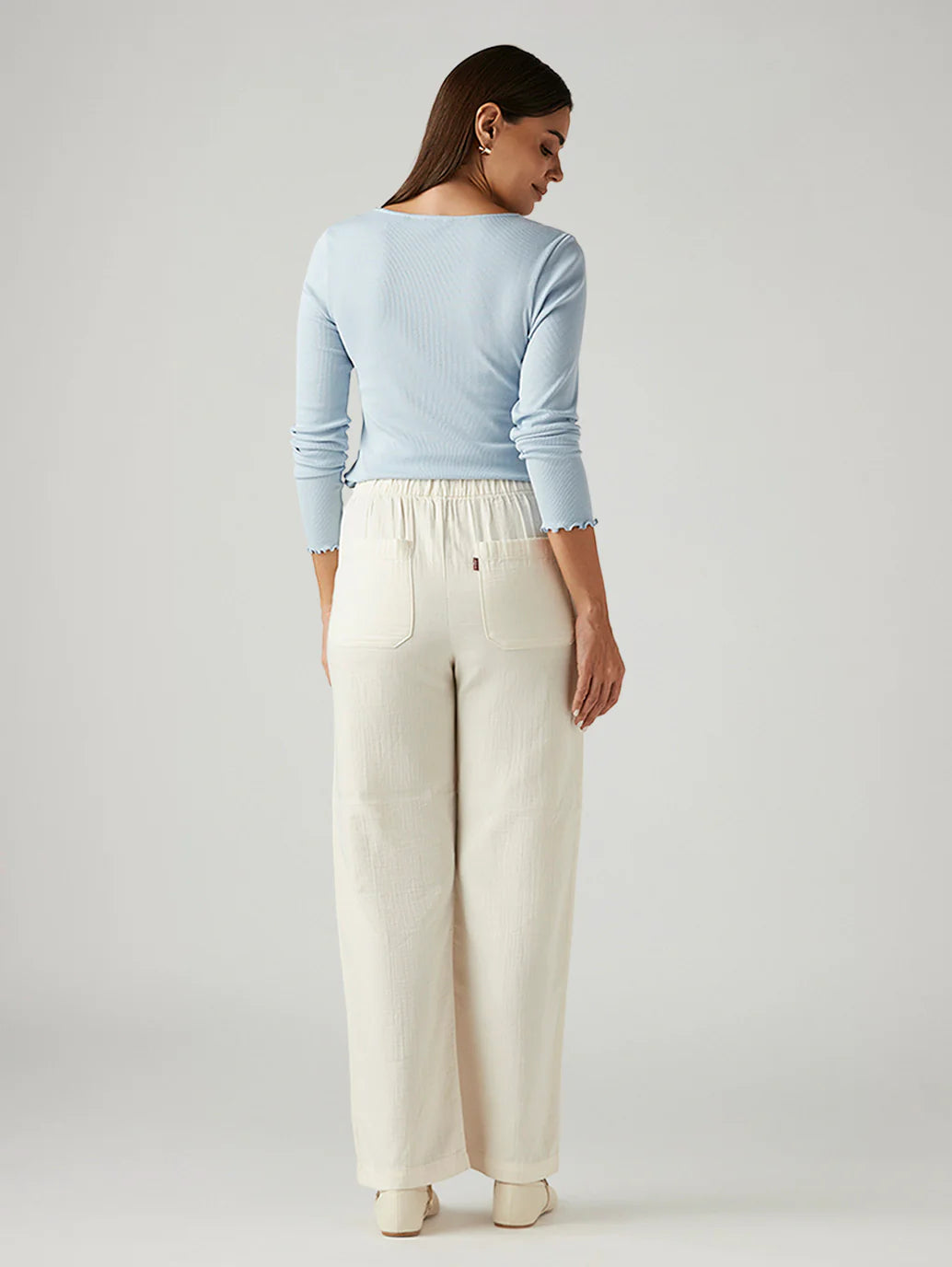 LEVIS Women's Off White Loose Fit High Rise Trousers
