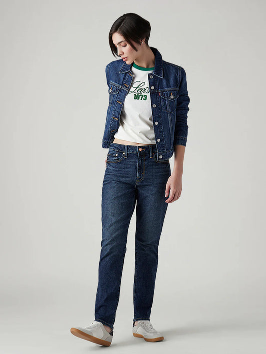 LEVIS Women's Dark Indigo Wedgie Slim Fit Mid Rise Jeans