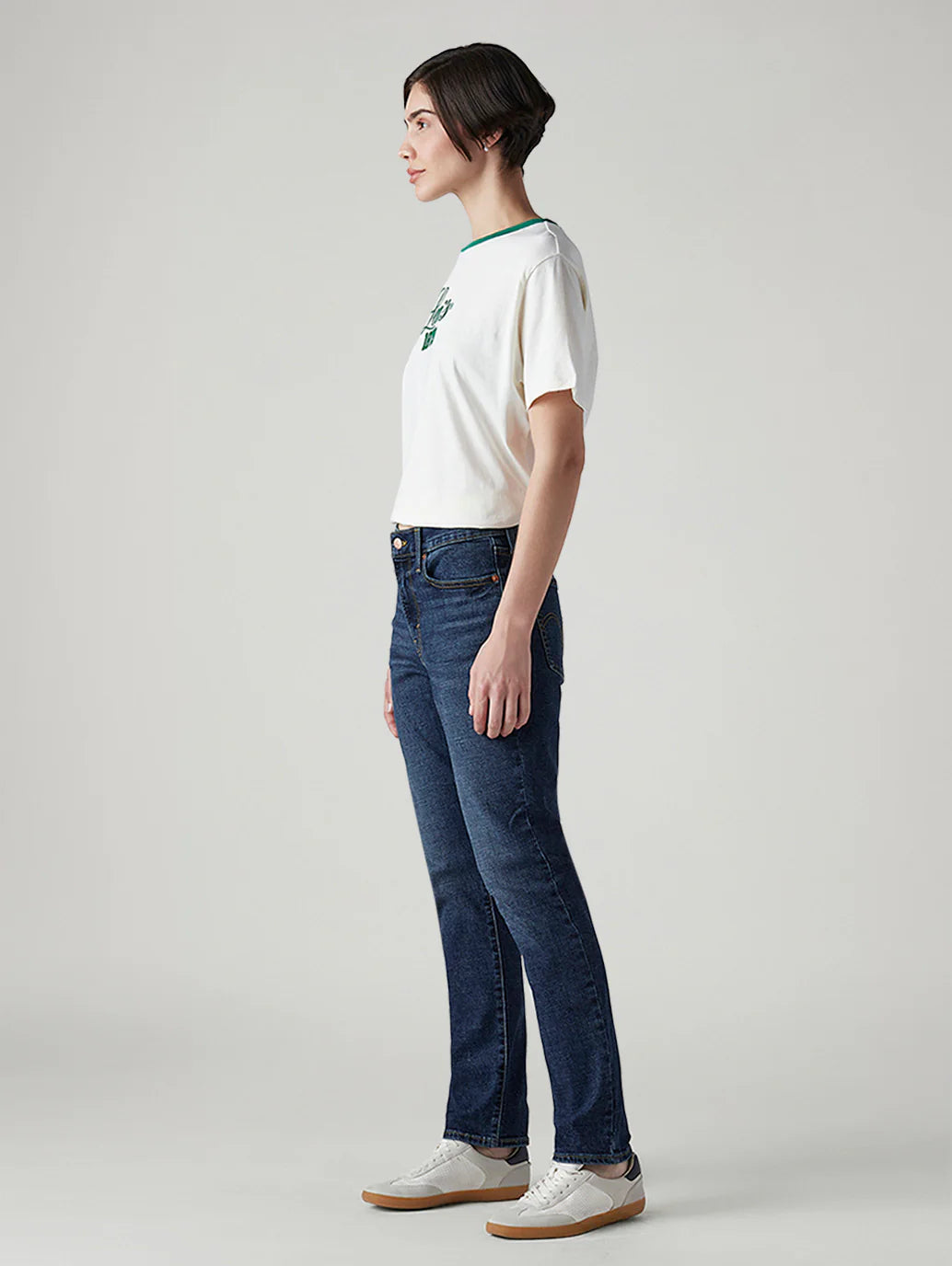 LEVIS Women's Dark Indigo Wedgie Slim Fit Mid Rise Jeans