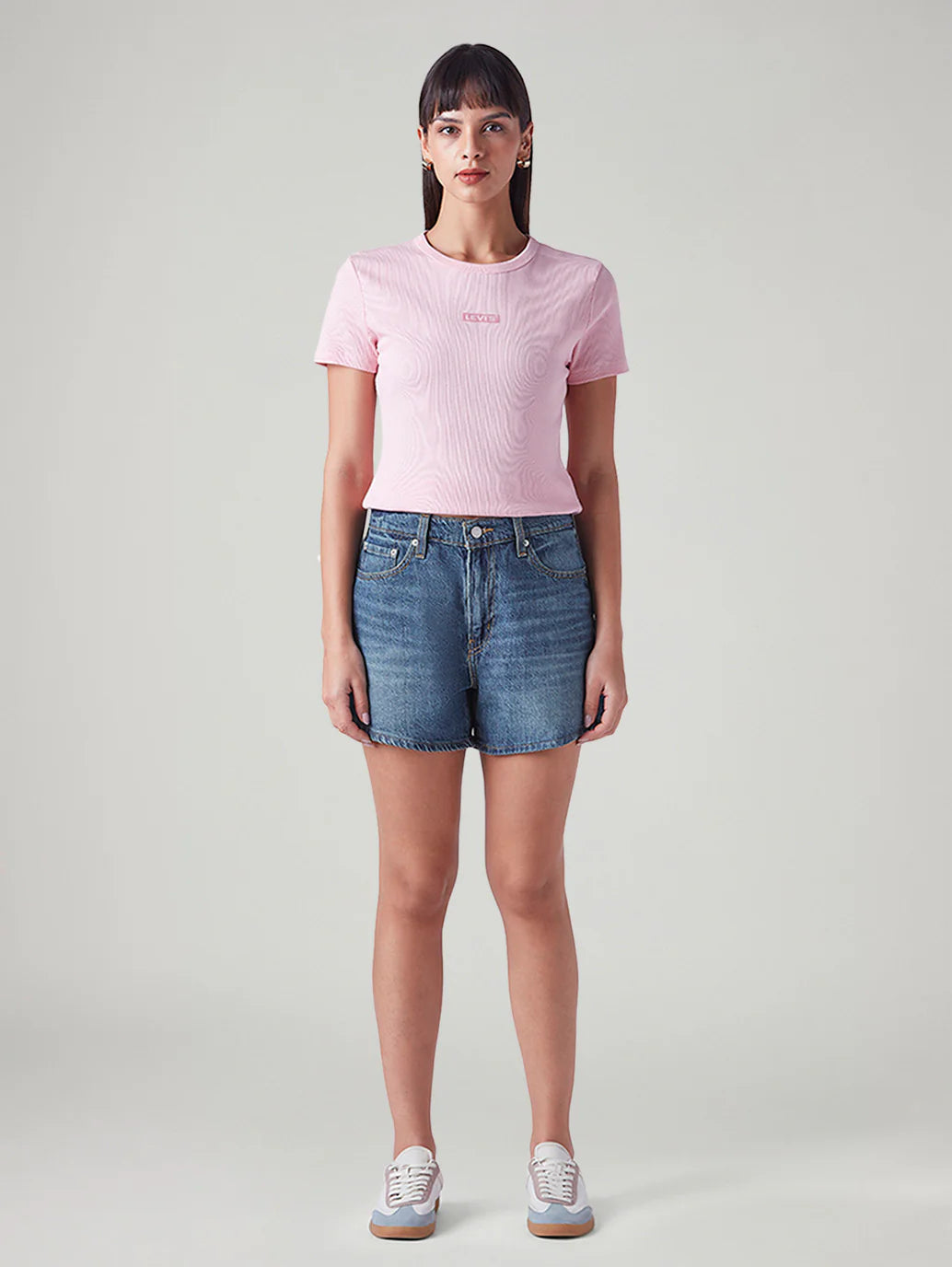 LEVIS Women's Blue Ribcage Fit High Rise Shorts