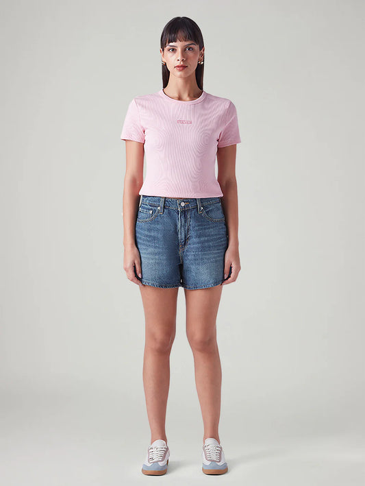 LEVIS Women's Blue Ribcage Fit High Rise Shorts