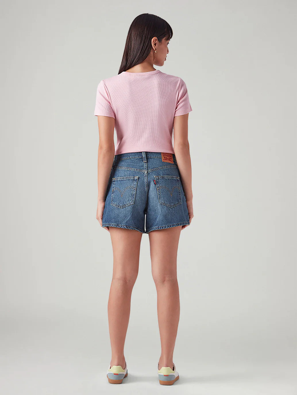 LEVIS Women's Blue Ribcage Fit High Rise Shorts