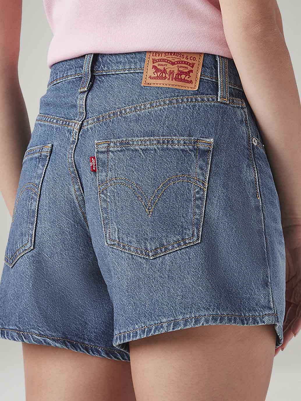 LEVIS Women's Blue Ribcage Fit High Rise Shorts