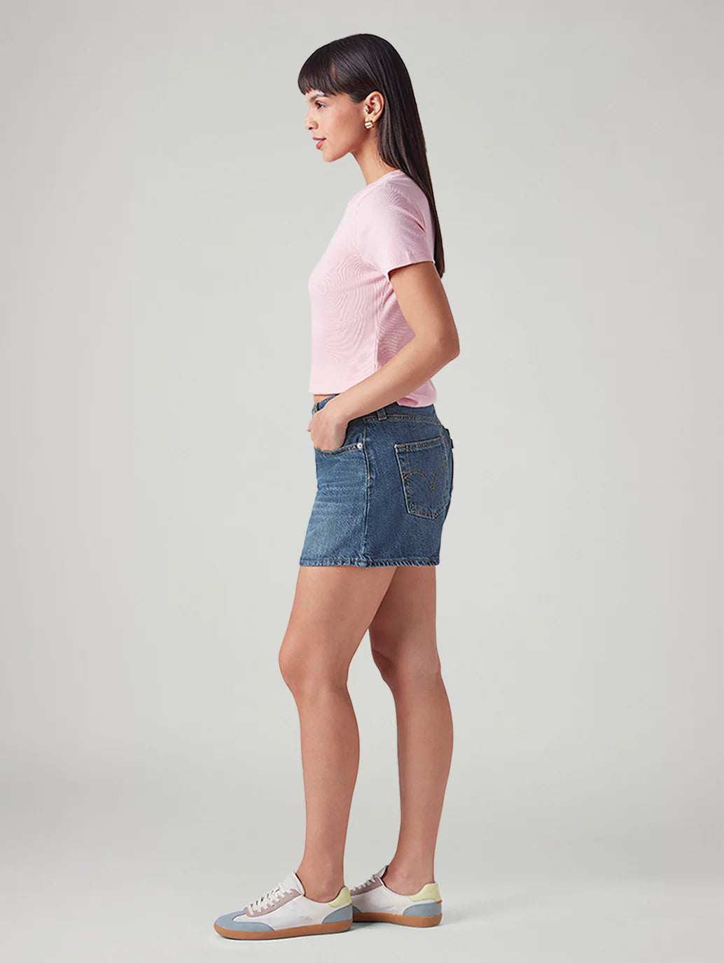 LEVIS Women's Blue Ribcage Fit High Rise Shorts
