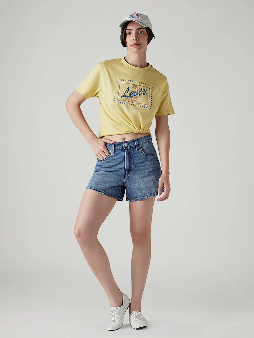 LEVIS Women's Dark Indigo Ribcage Fit High Rise Shorts