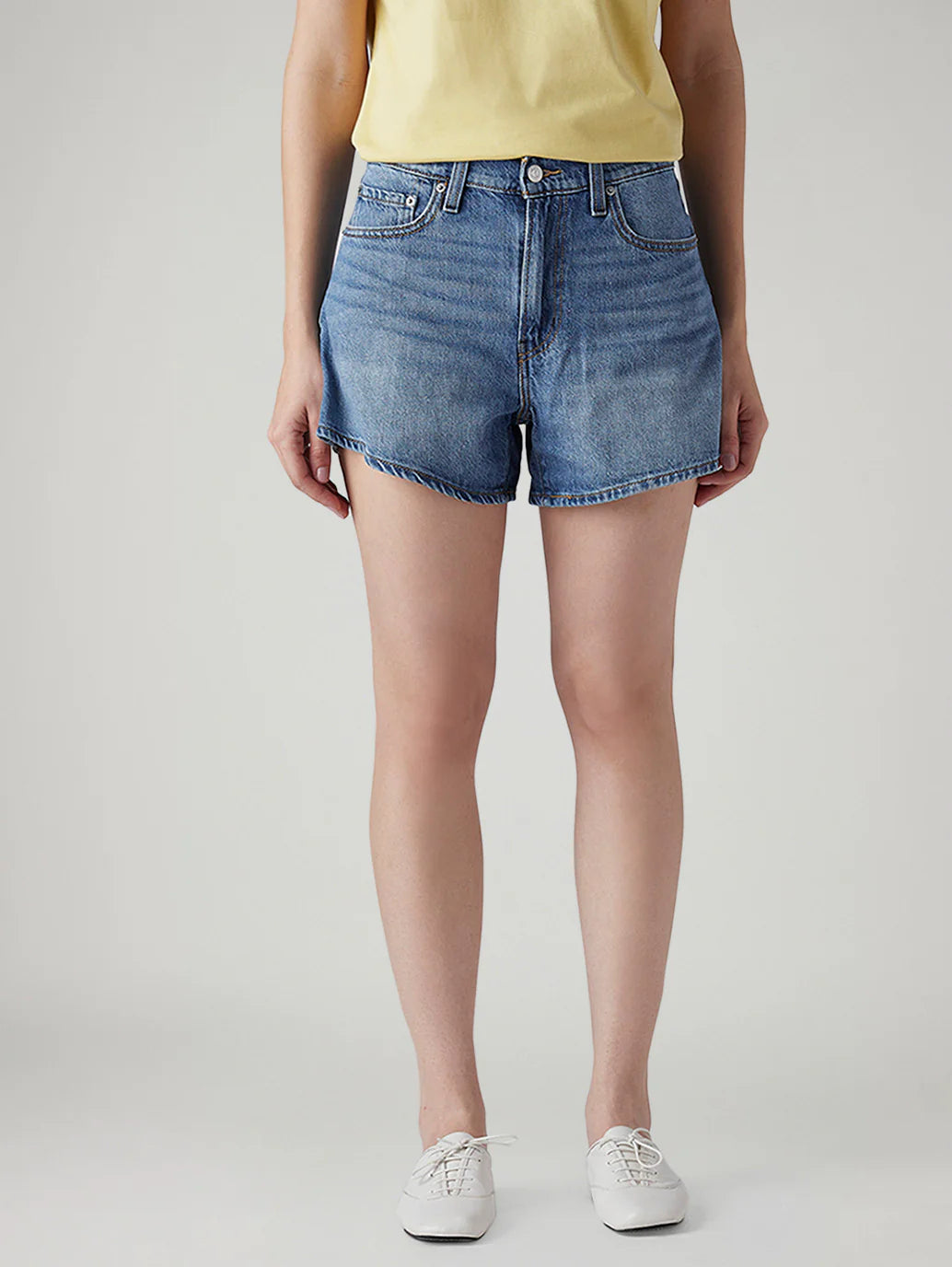 LEVIS Women's Dark Indigo Ribcage Fit High Rise Shorts