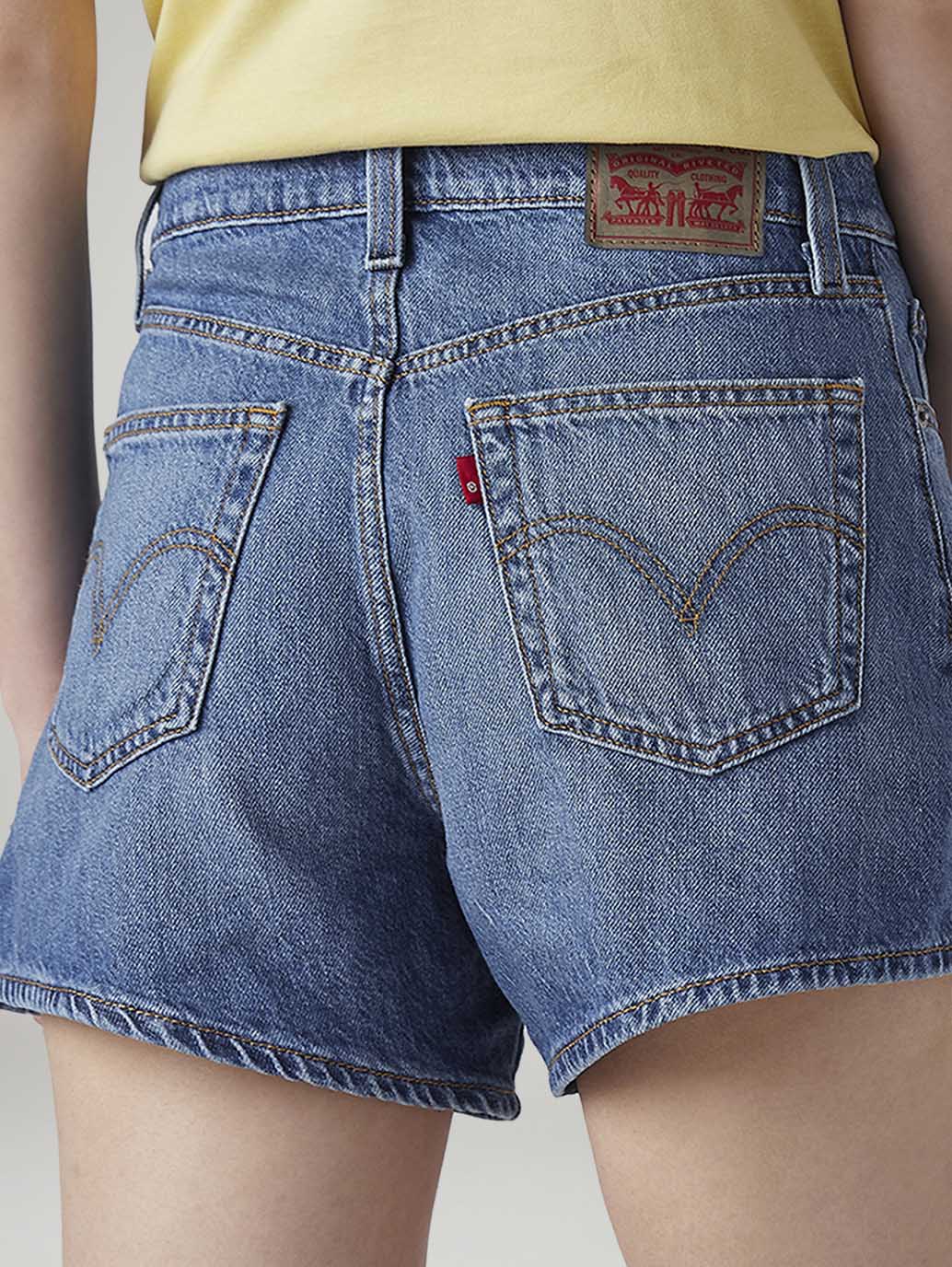 LEVIS Women's Dark Indigo Ribcage Fit High Rise Shorts