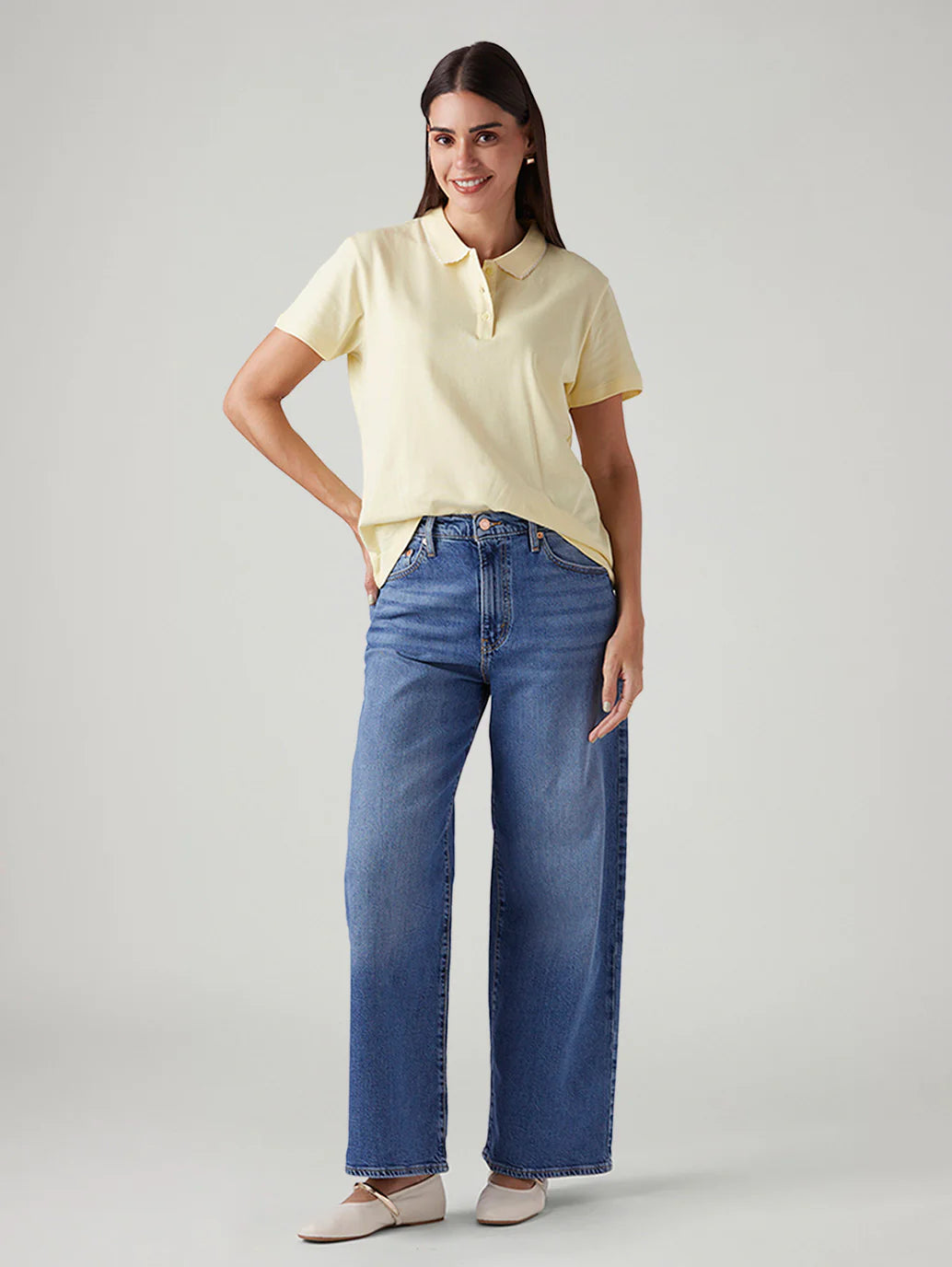 LEVIS Women's Blue Ribcage Wide Leg Fit High Rise Jeans