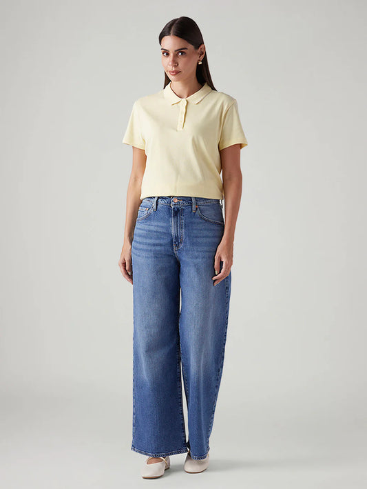 LEVIS Women's Blue Ribcage Wide Leg Fit High Rise Jeans