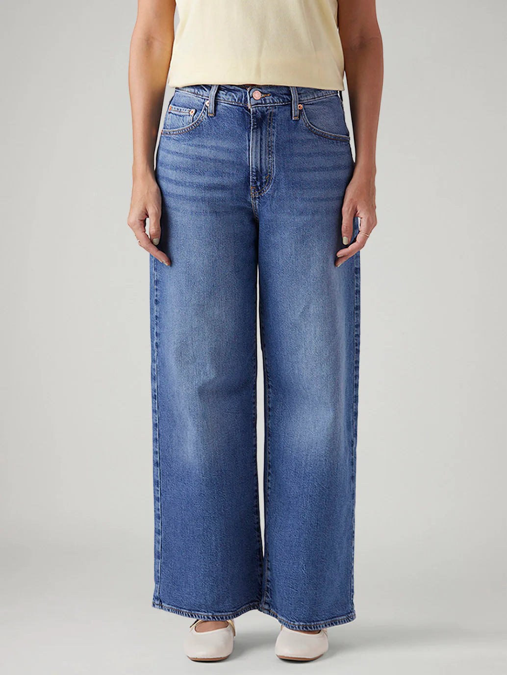 LEVIS Women's Blue Ribcage Wide Leg Fit High Rise Jeans
