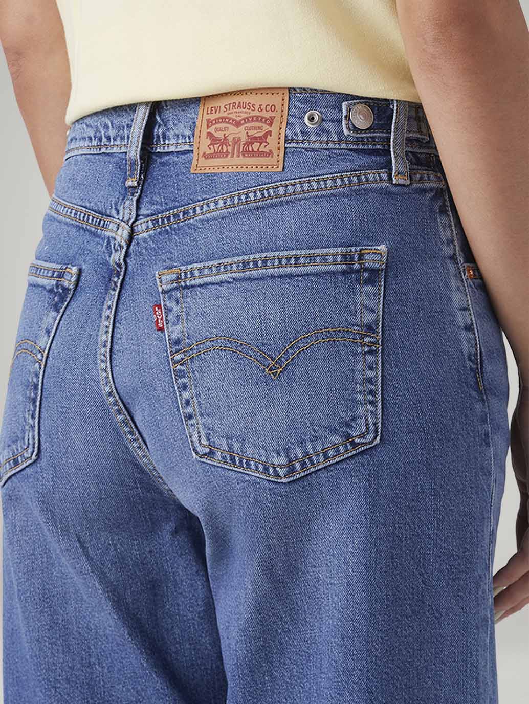 LEVIS Women's Blue Ribcage Wide Leg Fit High Rise Jeans