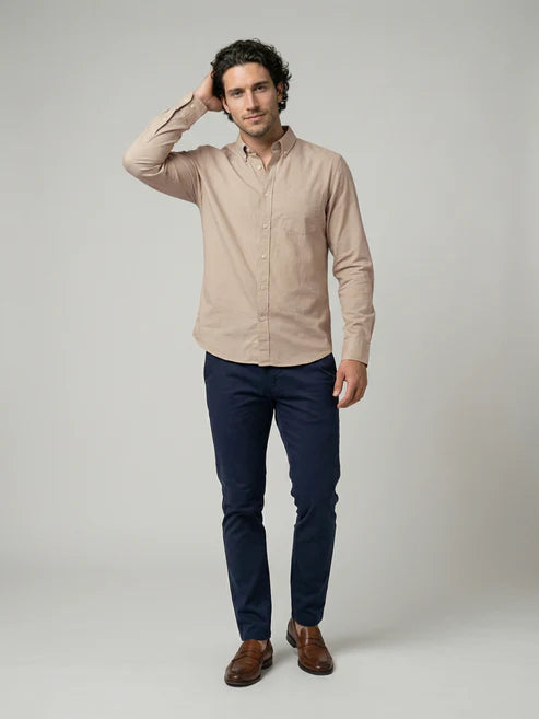 CELIO Mens Beige Solid Regular Fit Cotton Shirts
