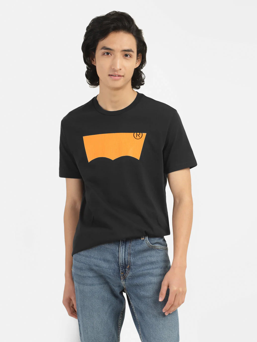 LEVIS Men's Brand Logo Crew Neck T-shirt Black