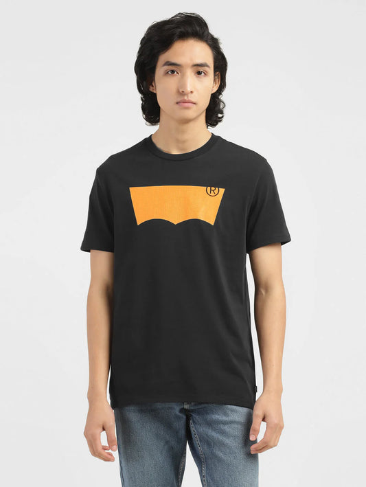 LEVIS Men's Brand Logo Crew Neck T-shirt Black