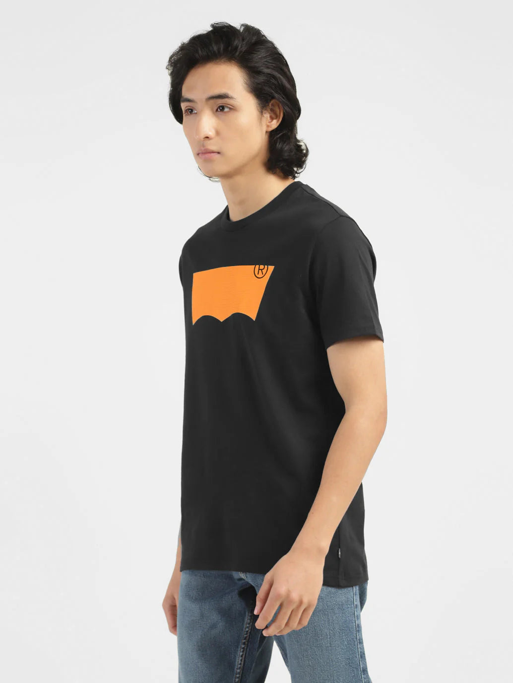 LEVIS Men's Brand Logo Crew Neck T-shirt Black