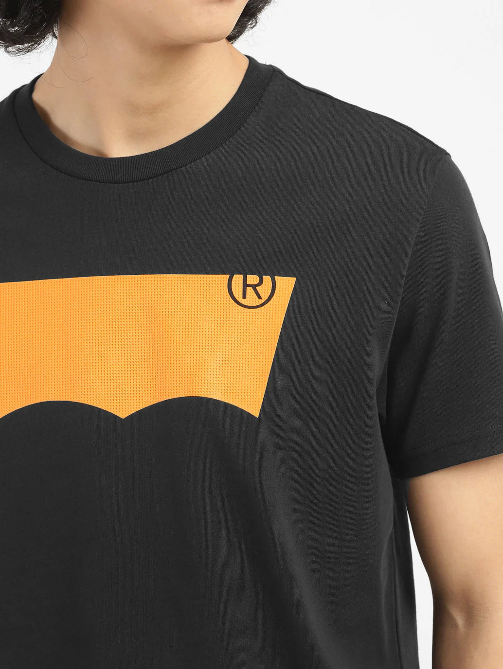 LEVIS Men's Brand Logo Crew Neck T-shirt Black