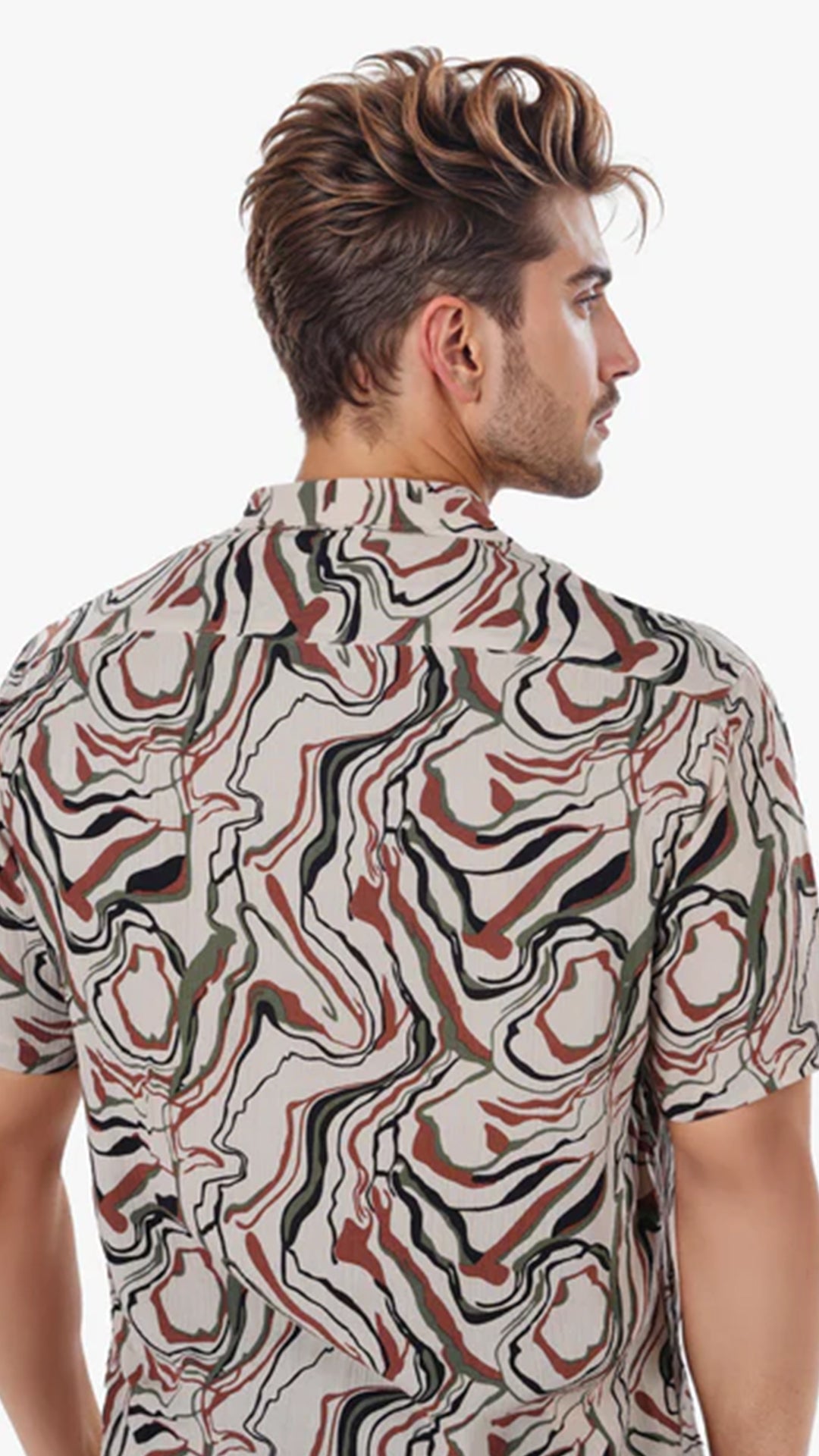 Celio Printed Regular Fit Viscose Brown Shirts