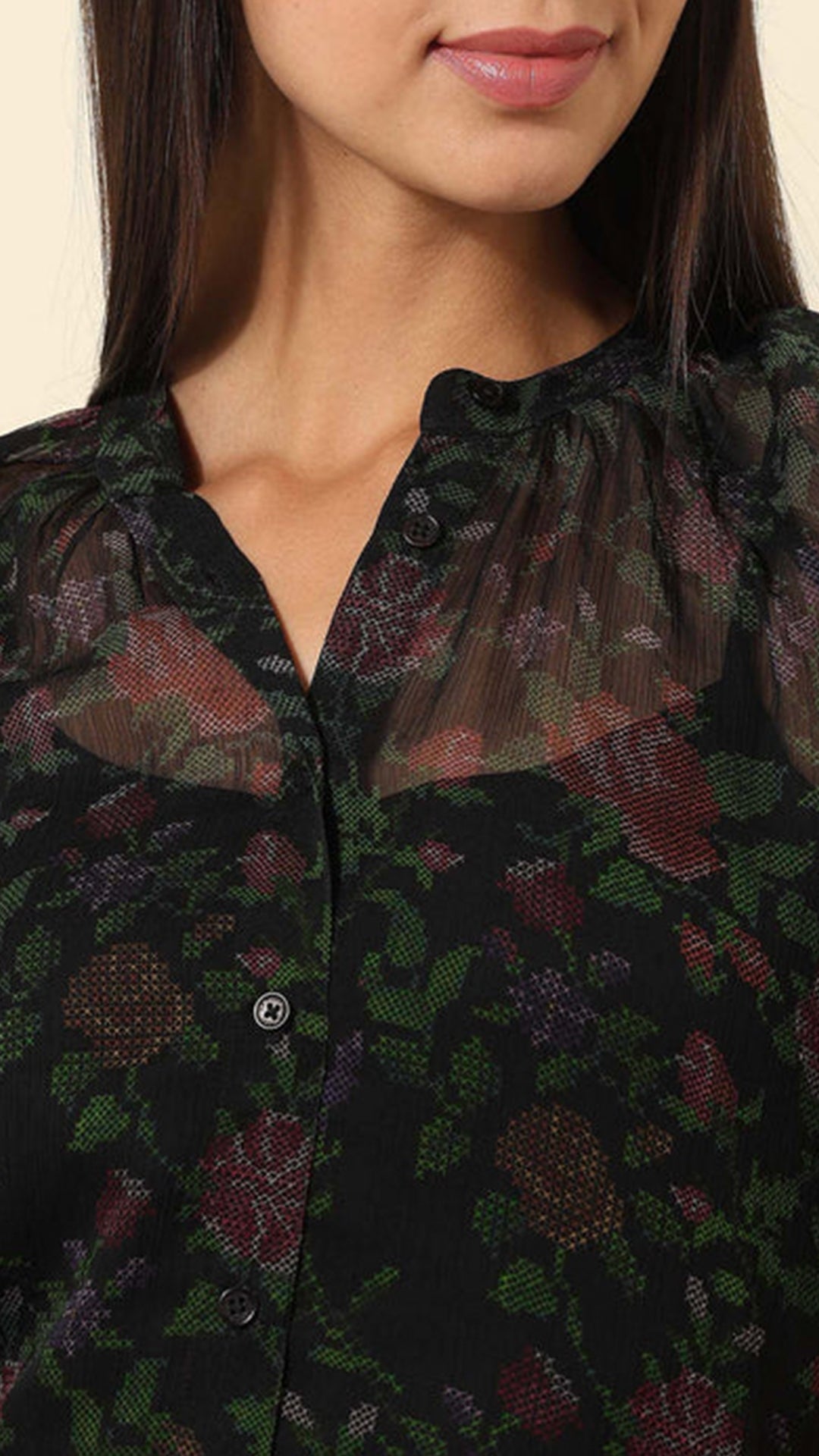 USPA Sheer Floral Printed Lace Top