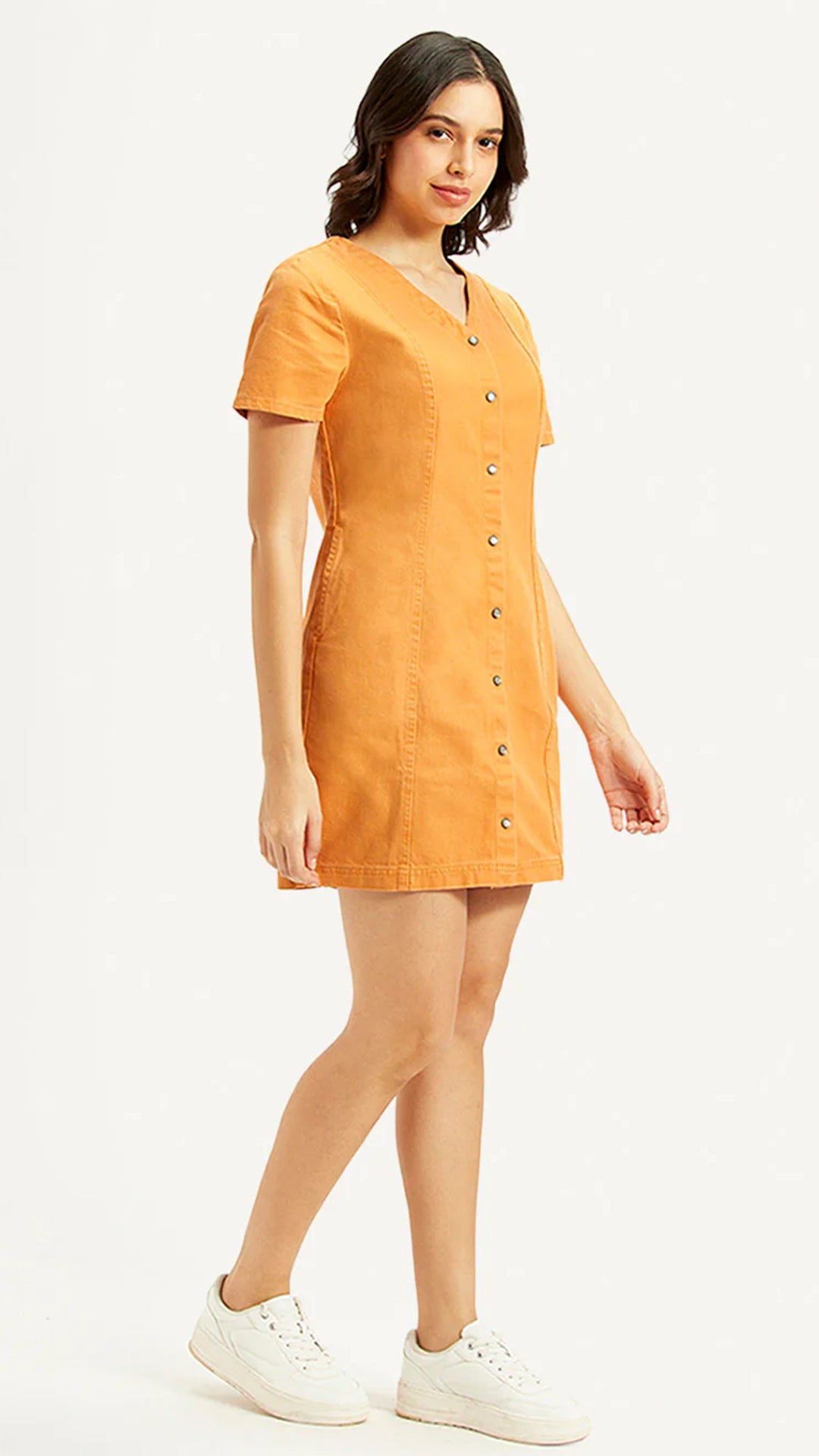 Levi's Women's Solid Orange V-Neck Dress