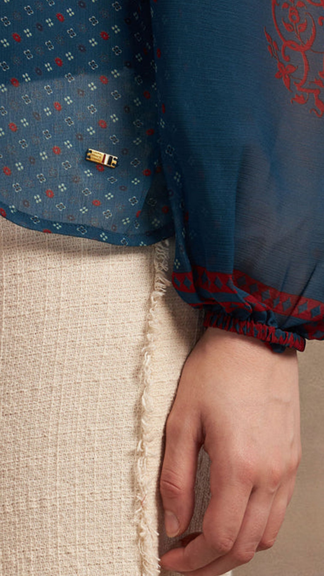 USPA Boho Printed Crinkled Chiffon Top