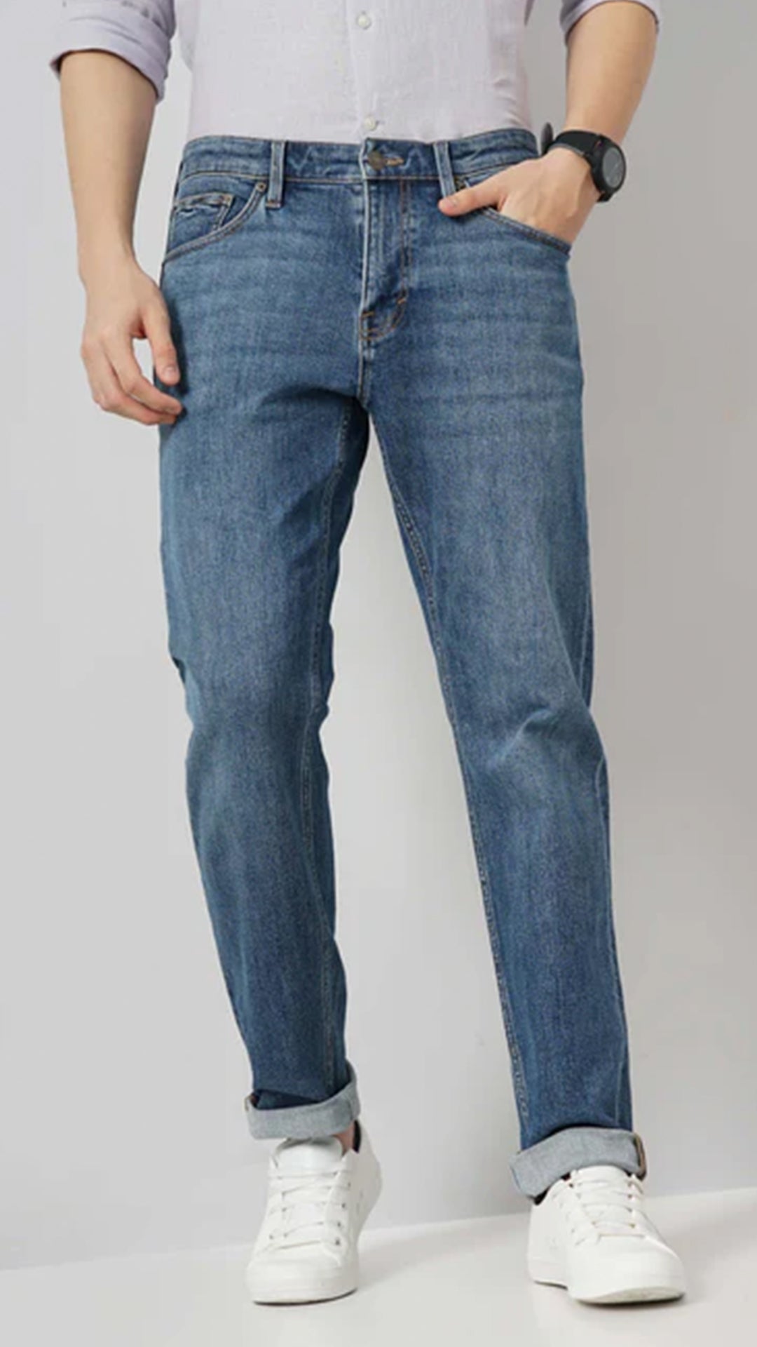 Celio Cotton Straight Fit Blue Jeans (50% Off)