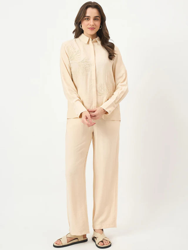 MADAME Beige Rayon-Blend Co-ord Dress