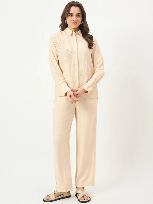 MADAME Beige Rayon-Blend Co-ord Dress