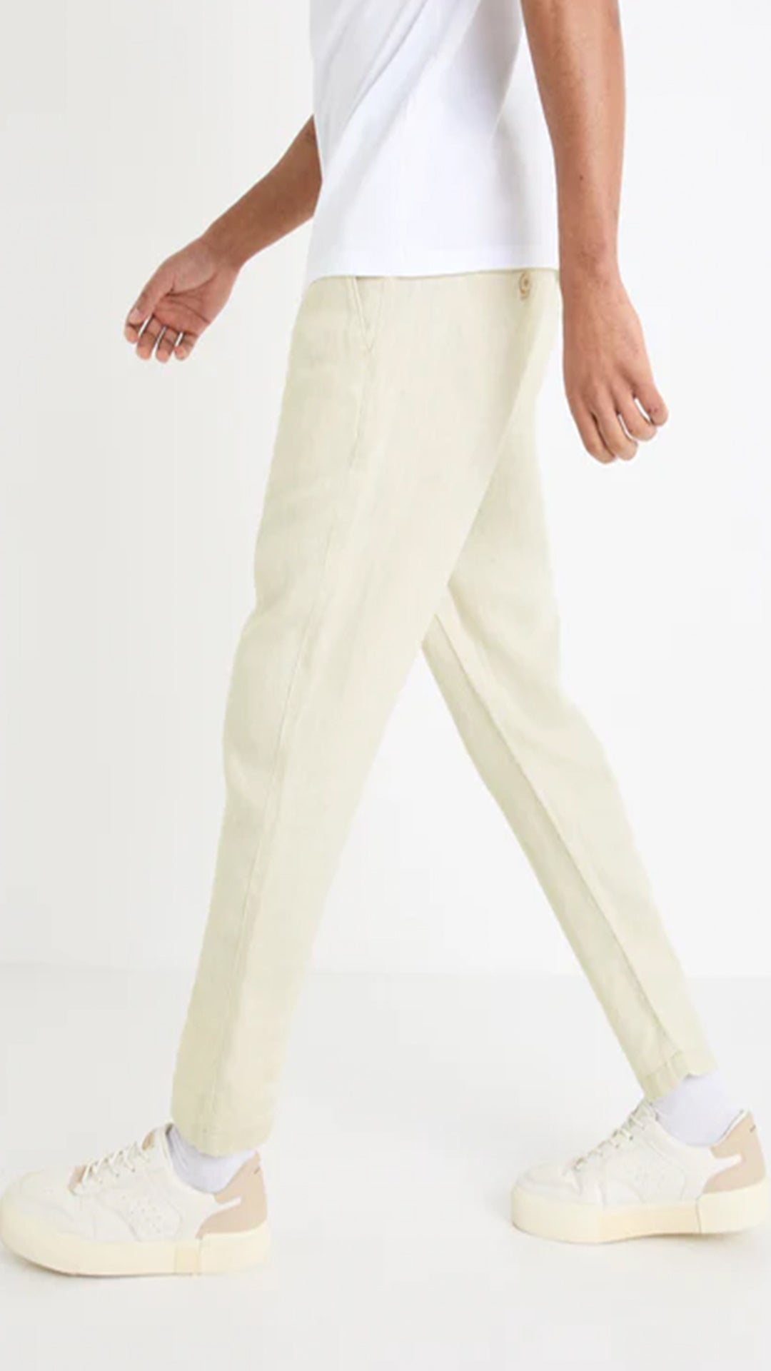 Celio Linen Regular Fit Off White Trouser
