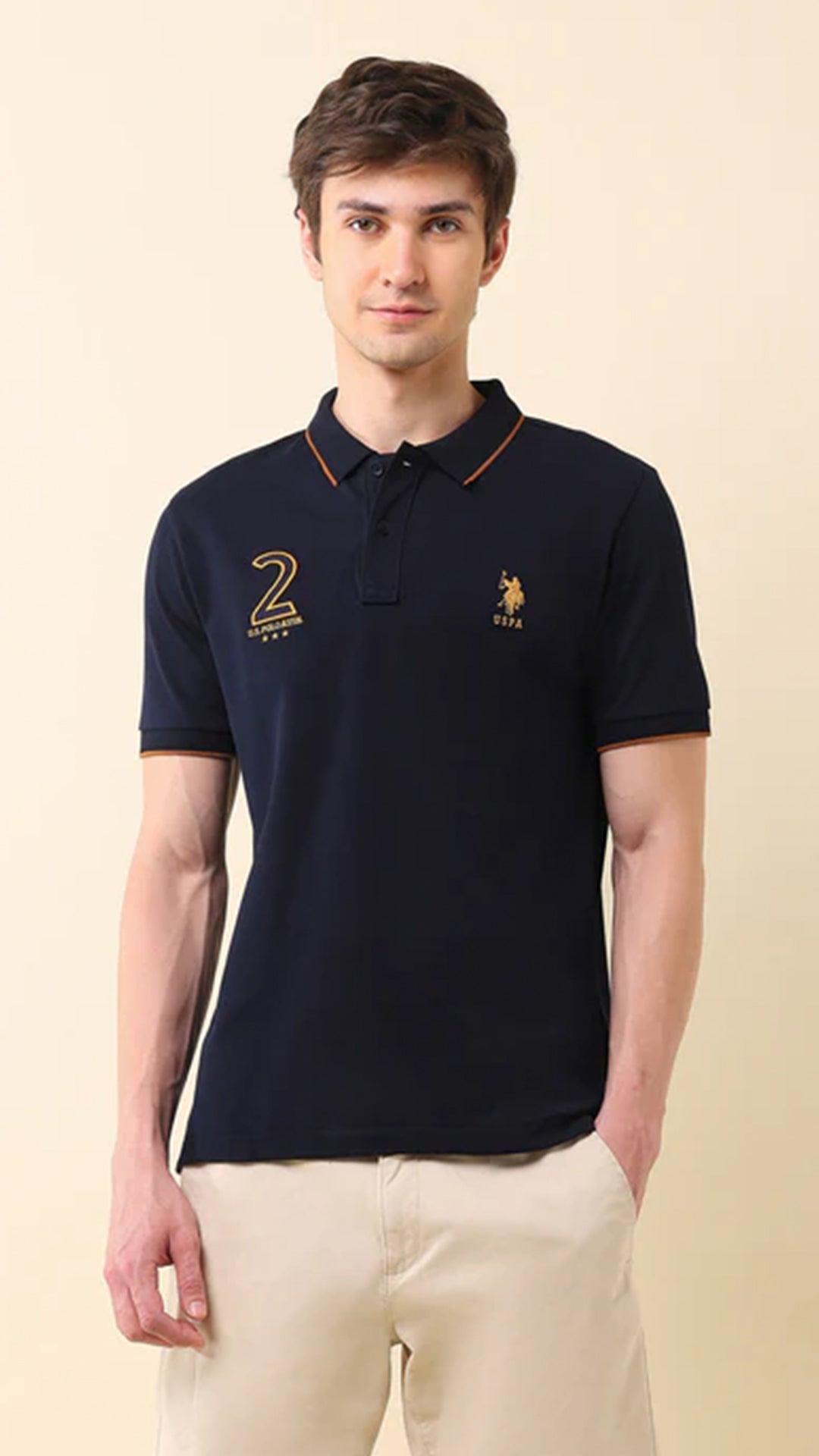 USPA Brand Appliqued Gold Cup Polo Shirt
