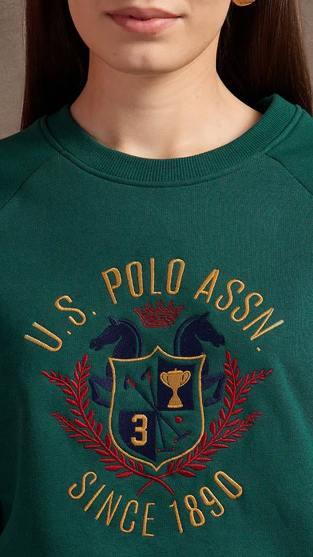 USPA Women's Raglan Sleeve Embroidered Sweatshirt