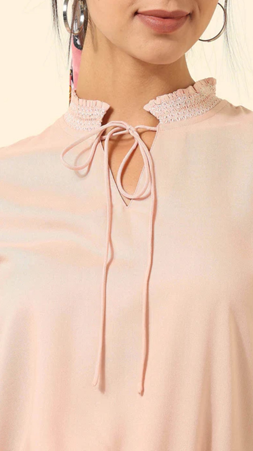 USPA Ruffle Neck Solid Top