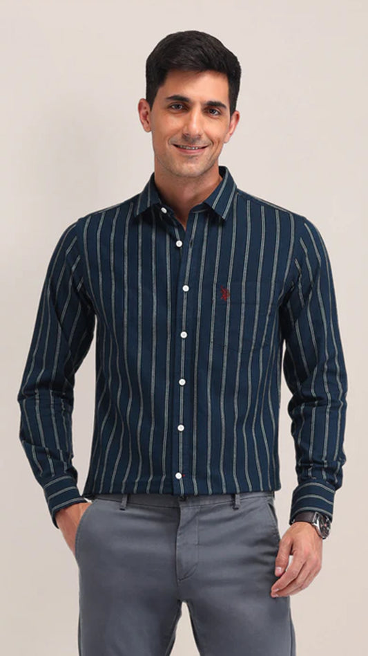 USPA Vertical Striped Tailored Fit Shirt