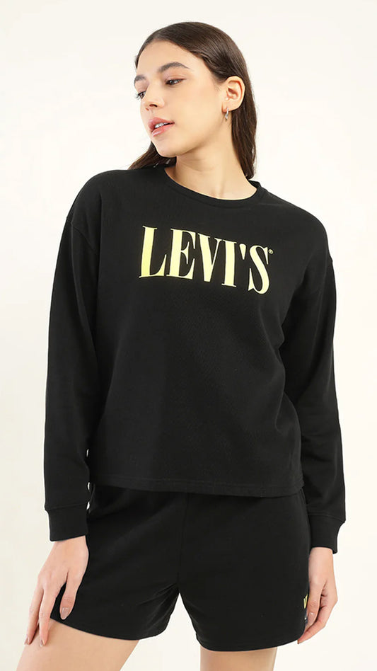 Levi's Women's Brand Logo Black Crew Neck Co-ord Set